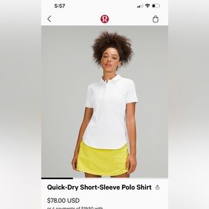 Lululemon quick dry polo size 6